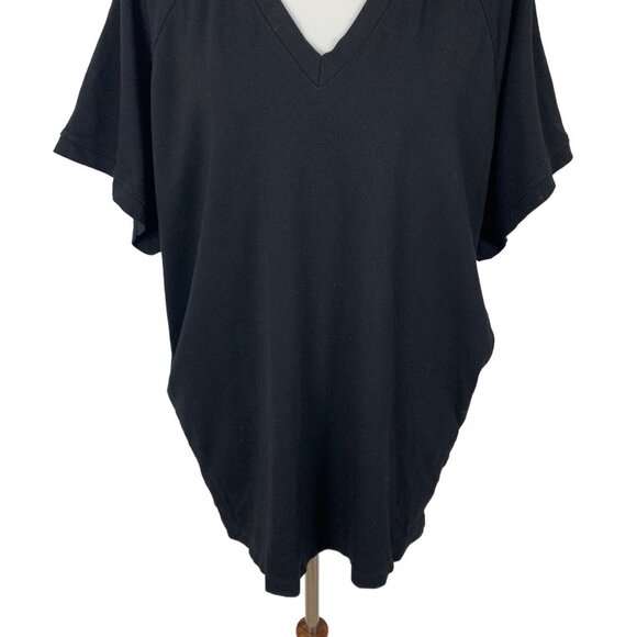 BLQ 0 Black Short Sleeve Top With Pockets Minimal Street Style - Picture 3 of 7